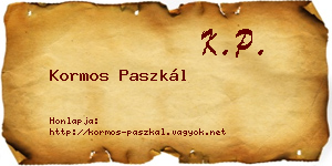 Kormos Paszkál névjegykártya